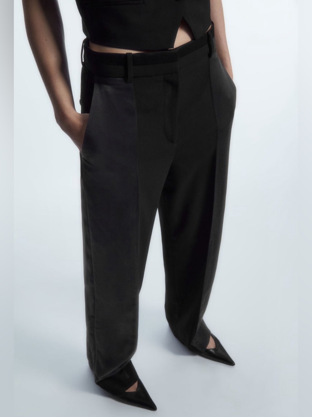 COS Satin-Panelled Wool Tuxedo Trousers in Black - Size 10